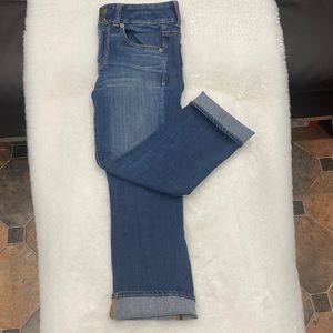 American Eagle Artist Crop Low Rise Capri Cropped Dark Wash Stretch Jean…